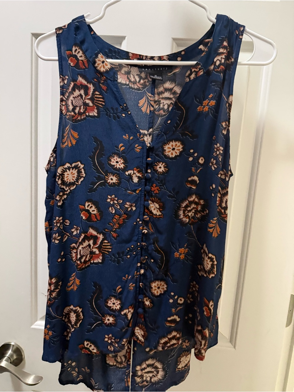 Sanctuary Navy Floral Button-Front Sleeveless Camisole